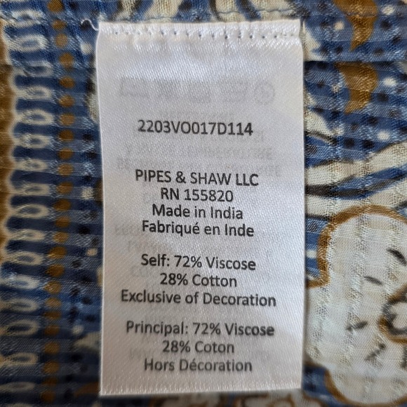 Veronica Beard Tinzia Floral Midi Dress Women Large Blue Boho Ruffle Tassels - Picture 12 of 13